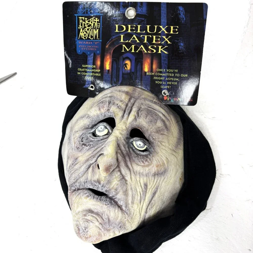 Disguise Fright Asylum Hooded Zombie Halloween Monster Mask NOS – NWT